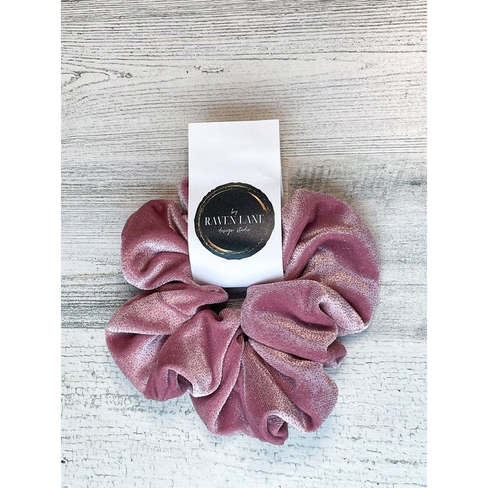 Blush Pink Glitter Scrunchie | Big Scrunchies Fashion Hair Ties Medium Volume